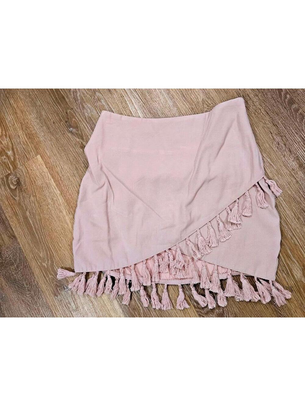 Fate Women's Pink Rayon Blend Skirt with Tassel Detail Size M